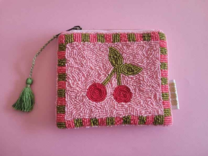 Handmade Classic Beaded Silor Moon Coin <b>Purse</b> Customizable Colors Sizes Letterpress Printed <b>Cute</b> Fruit Design Travel-Friendly - Product Image 1