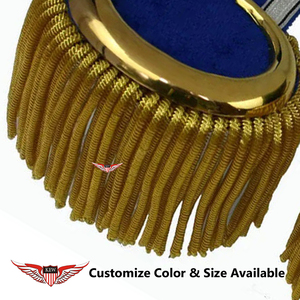 KEW - Epaulettes de Terciopelo Azul con Hilo de Mylar Personalizables y Ecológicos, Flecos Dorados, Bordados Vintage para Uniformes - Product Image 2