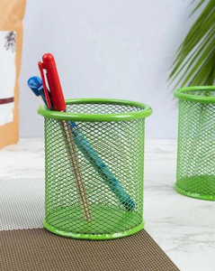 Porte-stylos métallique moderne 2023 pour étudiants, organisateur en acier doux bleu pour marqueurs et crayons, fabriqué en Inde - Product Image 1