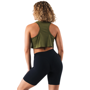 OT Muscle Tank Débardeur court sans manches pour femme, coupe musclée, extensible, pour la gym et l'entraînement, Vert Verveine - Product Image 4