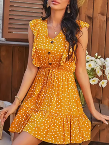 Robe longue d'été en mousseline pour femme, à manches courtes, imprimé floral, avec décolleté en V profond et drapé, taille unique, style décontracté - Product Image 6