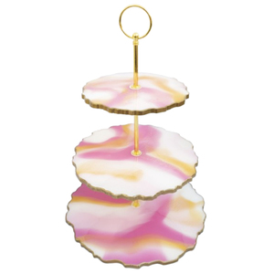 Soporte de servir de resina epoxi personalizable de 3 niveles con efecto mármol para tartas, ideal para bodas modernas y decoración de mesas en el hogar. - Product Image 4