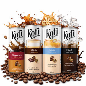 Boisson de café instantanée Kofi 250 ml, saveurs Cappuccino, Mocha, Vanille, Noir, boisson énergisante au café, fabricant OEM - Product Image 1