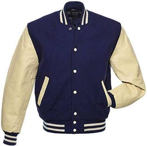 Customized Men's Casual <b>Winter</b> <b>Jacket</b> Cool Varsity College Bomber with Woven <b>Leather</b> Print Streetwear for University Students - Product Image 3