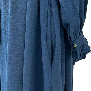 Abaya Hijab pour femmes, robe longue à manches longues, couleur unie, robe modeste, tenue de tous les jours, en coton, col haut, coupe ample - Product Image 4