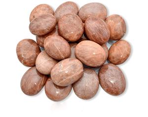 Healing Peach Moonstone Palm Stone Glossy Polished Crystal for Emotional Clarity Unconditional Love Meditation <b>Space</b> Decor - Product Image 2