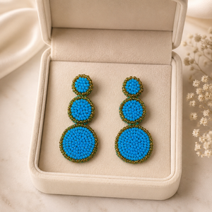 Turquoise <b>Blue</b> <b>Beaded</b> Drop Earrings Women Handmade Round Statement Dangle Earrings Fashion Jewelry Wholesale - Product Image 5