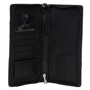 Women's Long Genuine Leather <b>Wallet</b> With Cowhide Print <b>Zipper</b> Closure Fashion Multifunctional Daily Use - Product Image 4
