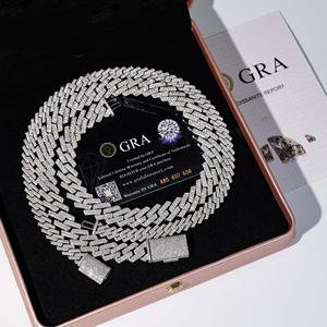 Cadena cubana de lujo con incrustaciones de moissanita, estilo hip hop, con apariencia de diamante VVS, collar llamativo para hombres y mujeres, lujo 3D - Product Image 2
