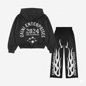 Ensemble survêtement et sweat à capuche ZAINI pour homme, hiver, 350 GSM, 100% coton respirant, fermeture éclair intégrale, avec impression de logo personnalisé sur le devant, streetwear - Product Image 2