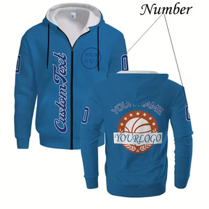 Men's Custom Zip-Up Hoodie Personalized Customize Your Name & Number Logo Fashionable Piece Interesting Design Suitable Sports - Product Image 2