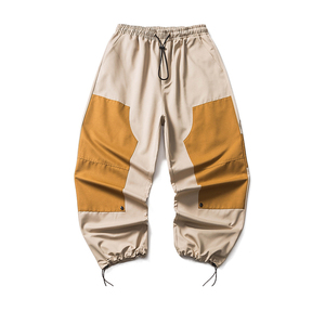Pantalones Harem para Hombre con Cintura Elástica, Diseño Color Block, Lona con Costuras, Casuales, con Cordón Ajustable, Ecológicos, 100% Algodón, Resistentes y Transpirables - Product Image 2