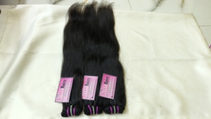 Vente en gros usine de cheveux indiens 100g, Remy non traités, ondulés naturels, trame simple, double trame machine, 18 pouces, en stock, expédition immédiate - Product Image 3