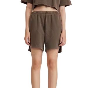 Shorts de Cintura Alta para Mujer, Lavado Ácido, 100% Algodón, Secado Rápido, Transpirables, Estilo Casual de Verano, Cómodos para el Día a Día - Product Image 1