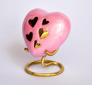 Decorative Brass Heart Ash Keepsake Urn Funeral Memorial <b>Container</b> Featuring Smooth Polished Exterior Detailing - Product Image 6