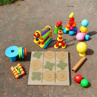 Jeu de Tic Tac Toe éducatif en contreplaqué de pin américain durable et décontracté pour enfants de 5 à 7 ans, idéal pour les zones de jeux