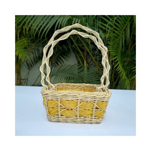 Eco-friendly Square <b>White</b> Rattan & Giang Bamboo Handwoven <b>Basket</b> Versatile Organizer for Flowers Fruits Pastries Spices an - Product Image 4
