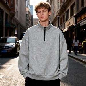 เสื้อสเวตเชิ้ตผู้ชายแบบซิป ¼  คอเต่า  บุขน  ปักลาย  แขนยาว  ใส่สบาย  ลำลอง  สปอร์ต  สตรีทแวร์  สีพื้น  สำหรับฤดูหนาว - Product Image 6