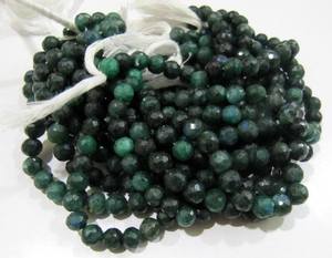 Perles rondes facettées en labradorite verte naturelle de 6-7 mm, brins de 8 pouces de long - Product Image 5