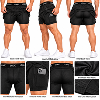 Shorts de course 2-en-1 personnalisés pour hommes avec doublure de compression en mesh, poche pour téléphone et poches zippées – Idéal pour la gym et l'entraînement