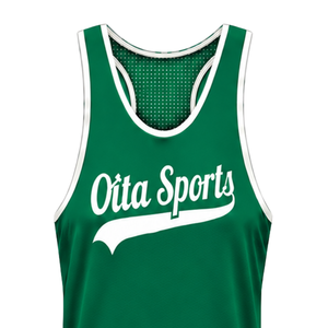 Maillot de bain athlétique vert émeraude et blanc, sans manches, dos nageur, léger, séchage rapide, respirant, pour l'entraînement et la performance - Product Image 4