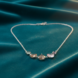 Collar de Piedras Preciosas de Múltiples Formas en Plata de Ley 925 Chapada en Oro de 18K, Collar con Colgante de 16 Pulgadas para Uso Diario, Regalo para Ella - Product Image 3