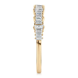 Anillo de Boda de Diamantes Cultivados en Laboratorio de 0.48 CT, Corte Baguette, Certificado IGI, Oro Amarillo de 14K, Media Eternidad, Apilable, Aniversario - Product Image 2
