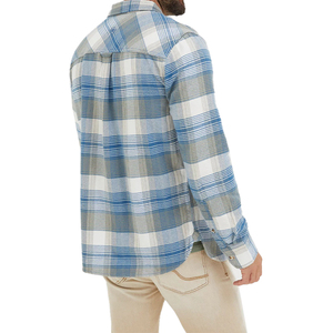 Chemises en flanelle à manches longues bleues à carreaux pour hommes, vente directe d'usine - Product Image 2