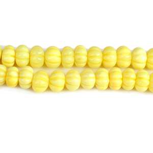 Perles de pierres précieuses en opale jaune colorée sculptées en forme de melon, pour la fabrication de bijoux, fil de pierres en vrac - Product Image 2