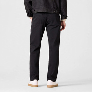 Pantalon Oxford en coton noir pour homme, coupe droite, taille mi-haute, fermeture boutonnée, décontracté, respirant, poches latérales, tissu tissé printanier - Product Image 3