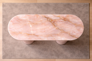 Luxury Pink Onyx <b>Console</b> <b>Table</b> Pedestal Natural Stone Center <b>Table</b> Handmade Designer Living Room Furniture & Home Decor - Product Image 2
