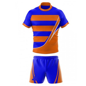 Conjunto de Camiseta de Rugby Personalizada de Manga Corta con Estampado Geométrico Sublimado, Uniforme Masculino Regular que Absorbe la Humedad, 100% Poliéster - Product Image 2