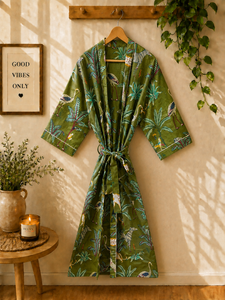 Al por Mayor, Bata Kimono 100% Algodón para Mujer |   Kimono Hecho a Mano con Estampado de Bloques |   Logotipo Personalizado |   OEM ODM |   Fabricante de Jaipur - Product Image 1