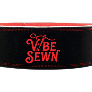VBE SEWN Leather Weightlifting <b>Belt</b> Black Red Adjustable <b>Waist</b> Support for Strength Training Powerlifting Gym Use - Product Image 2