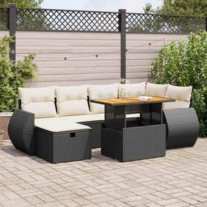 Ensemble de canapés de jardin noir et blanc crème pour mobilier de patio - Product Image 1