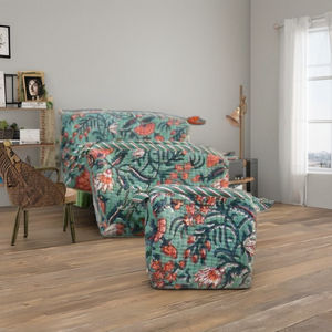 Ensemble de 3 sacs de voyage multifonctionnels écologiques et durables en coton brodé à la main, sacs à cosmétiques, vert apaisant - Product Image 3