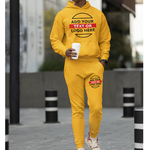 Survêtement homme uni en polyester/coton lourd, personnalisable avec logo privé, style décontracté - Product Image 6