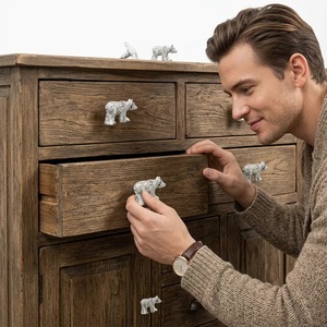 Tirador y Pomo de Gabinete de Hierro Fundido con Forma de Oso, Diseño Moderno para Muebles de Hogar, Oficina y Baño - Product Image 2