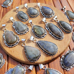 Pendentif en labradorite irisée, formes multiples, fait main, plaqué argent, laiton, bijoux en pierres précieuses, style bohème, unisexe, cadeau, DIY - Product Image 5