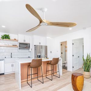 Ventilatore da Soffitto Moderno da 60 Pollici con 3 Pale in Legno Massello, 6 Velocità, Telecomando, 3 Colori Dimmerabili per Soggiorno - Product Image 5