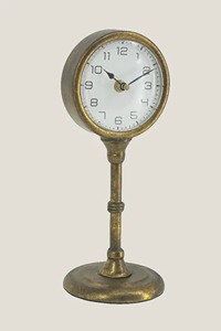 Traditional Brass Desk <b>Clock</b> Circular Design Quartz Movement Battery Operated Silent Non Ticking Hourly <b>Chiming</b> - Product Image 1