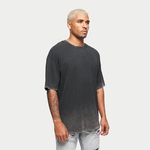 Camiseta de algodón con cuello redondo, lavado ácido, oversize, con logo personalizado, transpirable, de secado rápido, para uso casual en colores personalizados. - Product Image 5