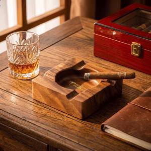 Eco-Friendly Handmade Classic American Style Wooden Customized Shape Tabletop <b>Ashtray</b> Cigar Ash Holder Decorative Smoking - Product Image 4