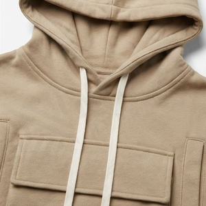 Ensemble de survêtement à capuche pour homme, couleur unie, poches cargo, fermeture à cordon, vêtements décontractés d'automne, manches longues, coupe régulière, 100% coton - Product Image 4