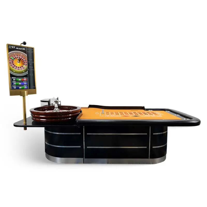 מכירה חמה רולטה מעוצבת יפה שולחן פוקר קזינו הימורים מעץ אמיתי עם גלגל רולטה