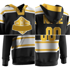 Custom Logo Latest Design Ice Hockey <b>Pullover</b> Hoodies Sublimation Embroidered Blank Hockey Hoodie - Product Image 3
