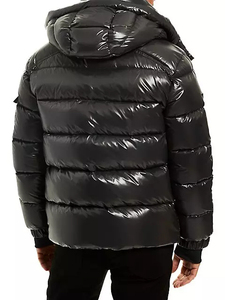 Veste matelassée à capuche noire pour homme, imperméable, rembourrée de duvet, manteau d'hiver décontracté, coupe régulière, fermeture éclair, couleur unie - Product Image 2