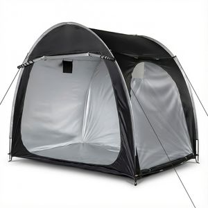 Capanno per biciclette 6.8x4.9FT in Oxford 210D PU argentato con telaio in fibra di vetro nero, doppie porte ad arco nere, per giardino/cortile - Product Image 2
