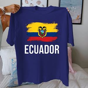 Camiseta de mujer de algodón puro con bandera ecuatoriana y texto ajuste cómodo - Product Image 4
