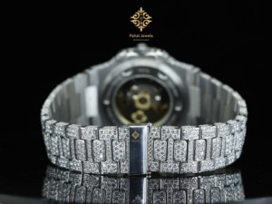 นาฬิกาเพชรหรูสำหรับผู้ชาย Pahal Jewels ตัวเรือนสแตนเลสทรงกลม 42 มม. ระบบอนาล็อก ควอตซ์ แสดงวันที่ สายแบบพับได้ - Product Image 5